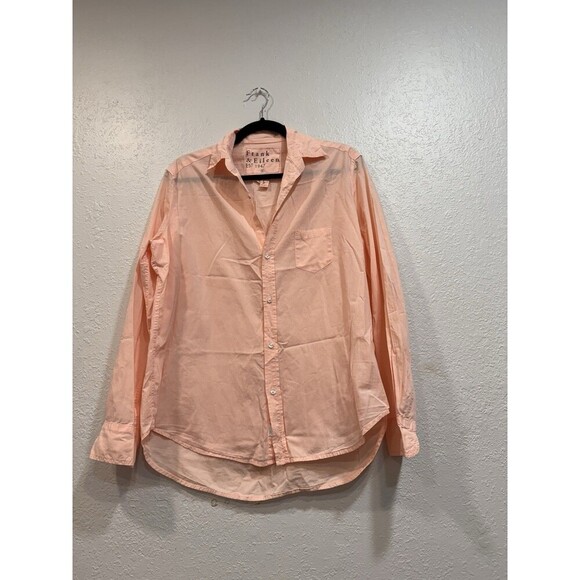 Frank & Eileen EILEEN Relaxed Button-Up Shirt Cotton Peach Size Medium - Picture 1 of 8